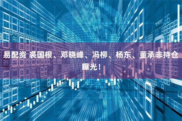 易配资 裘国根、邓晓峰、冯柳、杨东、董承非持仓曝光！